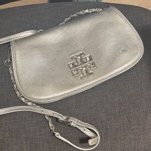 Tory Burch Metallic Silver Crossbody Bag